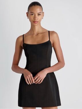 French Connection Black York Satin Mini  Dress